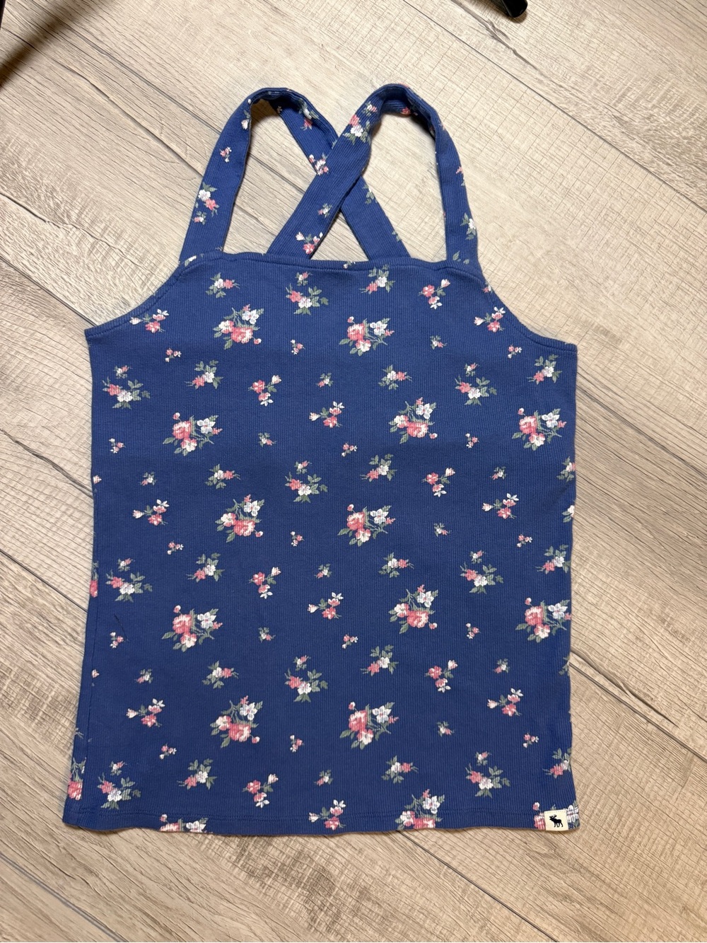 abercrombie kids Navy Floral Cross-Back Tank Top with Pink Flowers